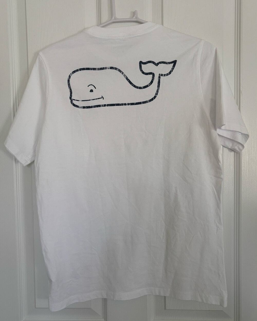 NWT Vineyard Vines Boys T-Shirt White Blue Whale Mark on Collar Large (16)